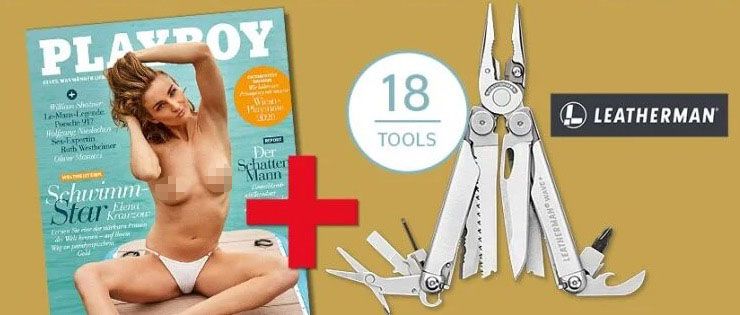 18 Ausgaben Playboy + Leatherman Wave Plus Multitool für 118,80€ (statt 247€)