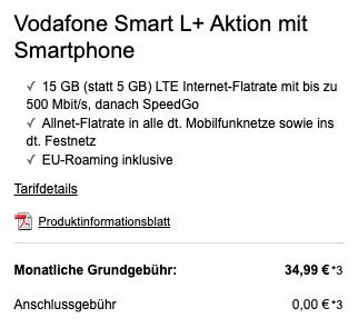 Apple iPhone SE (2020) 64GB + Apple AirPods Pro für 4,99€ + Vodafone Flat mit 15GB LTE für 34,99€ mtl.