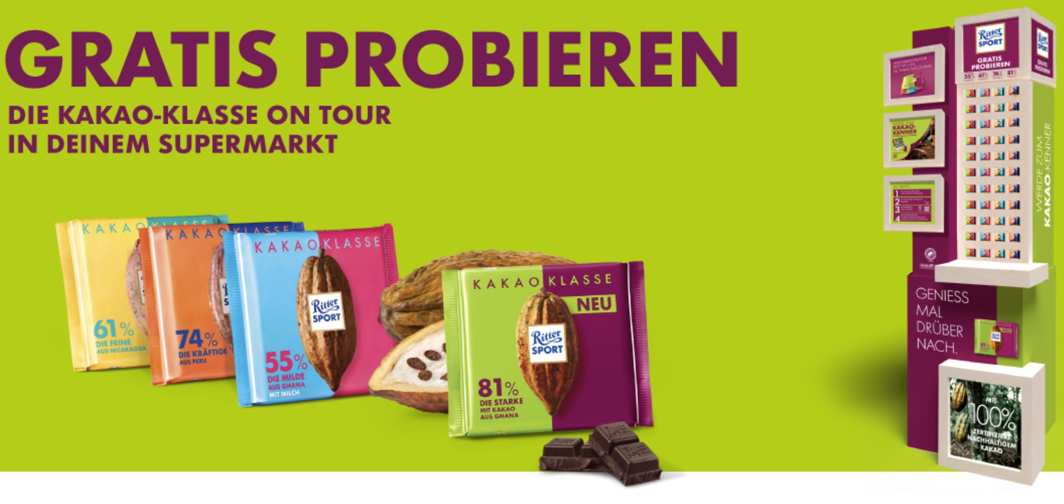 Am Schokoladen Automaten Ritter Sport kostenlos probieren