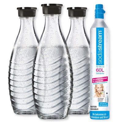 SodaStream Reservezylinder + 3 Glaskaraffen für 38,99€ (statt 48€)