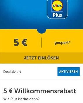 LIDL Plus App: 5€ Rabatt ab 30€ in der Filiale