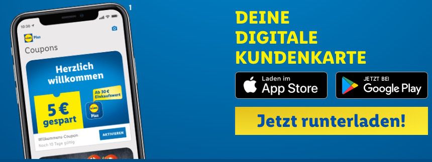 LIDL Plus App: 5€ Rabatt ab 30€ in der Filiale