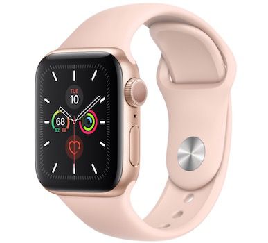 Apple Watch Series 5 GPS 44mm in Gold mit Sportarmand in Sandrosa für 355,55€ (statt 422€)