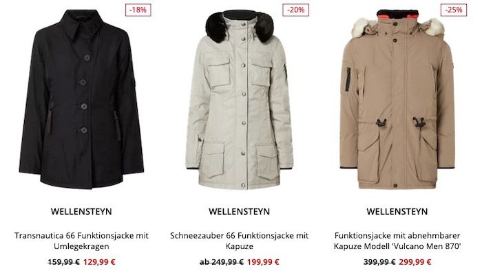 Wellensteyn Restposten Sale bei Peek & Cloppenburg*   z.B. Funktionsjacke für 169,99€ (statt 250€)