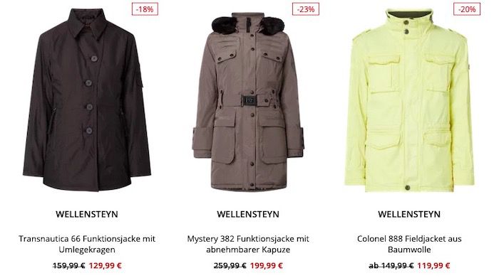 Wellensteyn Restposten Sale bei Peek & Cloppenburg*   z.B. Funktionsjacke für 169,99€ (statt 250€)