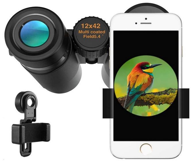 Kylietech 12x42 Fernglas mit Smartphone Adapter für 18,99€ (statt 30€)