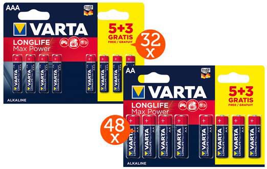 80x Varta Max Batterien (AA & AAA) für 32,90€ (statt ~43€)