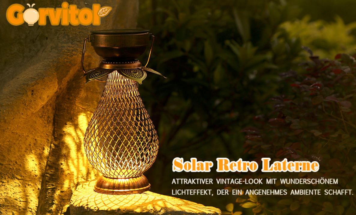 Görvitor LED Retro Solarlampe für 13,49€ (statt 25€) Prime