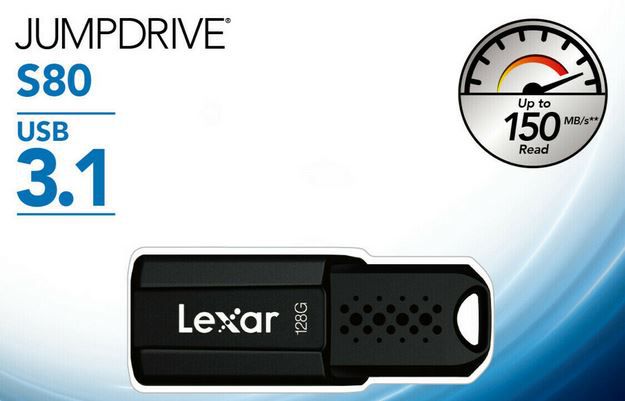 LEXAR JumpDrive S80   128GB USB 3.1 Stick für 11,84€ (statt 19€)