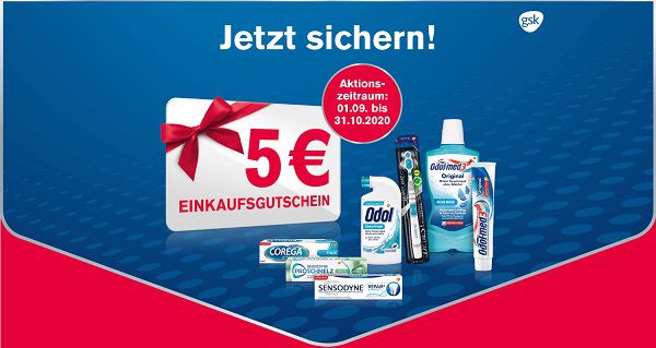 Mit dem Kauf von Zahnpflege Produkten 5€ Gutschein ergattern