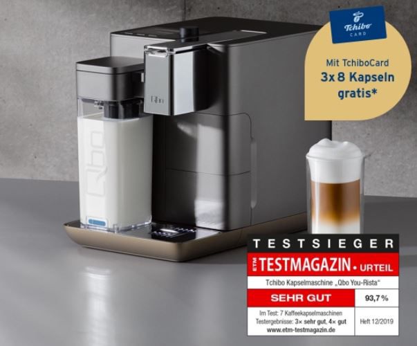 Qbo You Rista Kaffeemaschine + Milk Master + Kaffe Starter Set für 145€ (statt 249€)