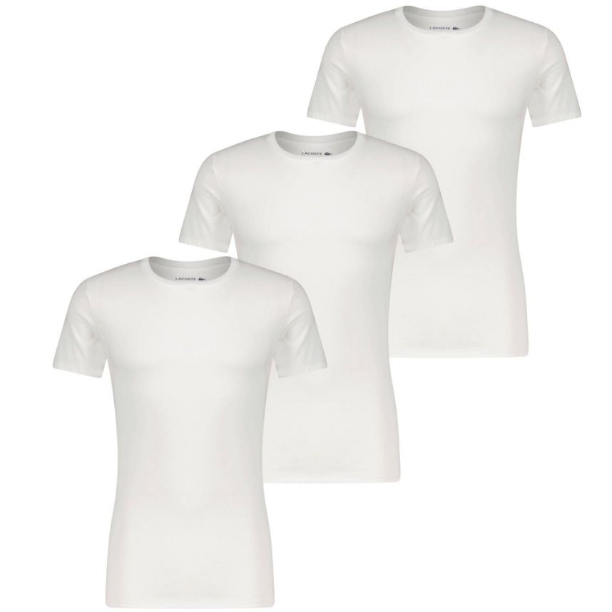 3er Pack Lacoste T Shirts mit Rundhals Ausschnitt in Weiß ab 27,91€ (statt 34€)