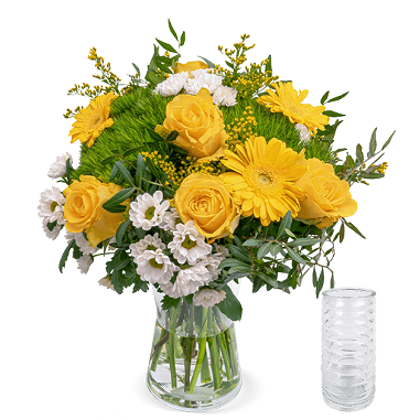 Blumenstrauß Sonnenschein + gratis Vase für 24,43€
