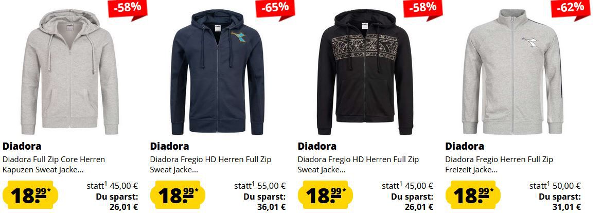 SportSpar Diadora Mega Sale: coole Sport Fashion ab 3,99€ + VSK