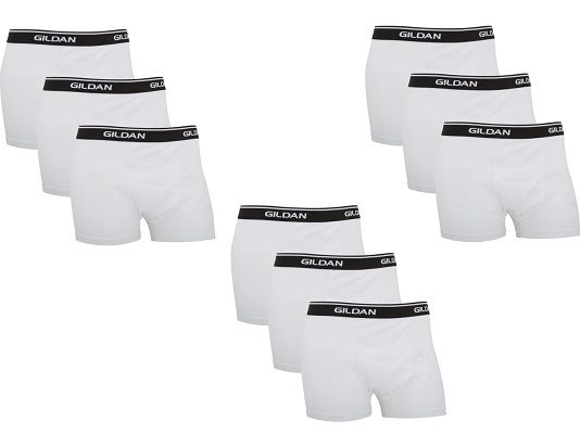 9er Set Gildan Boxershorts Premium in Weiß für 13,78€ (statt 27€)