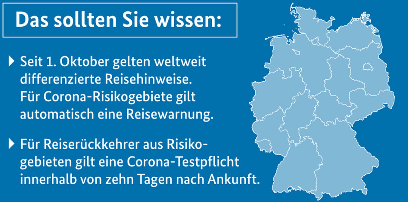 Aktuelle Corona Reisewarnungen seit 1. Oktober