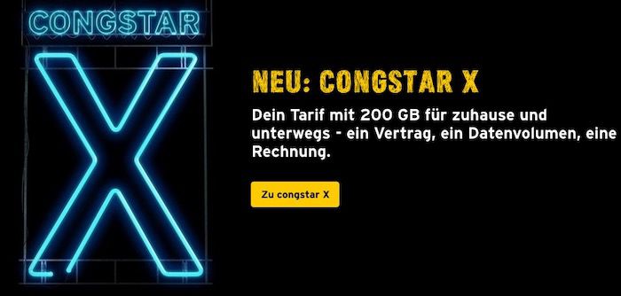 congstar X Flex: Telekom Allnet Flat mit 200GB LTE (50 Mbit/s) inkl. 2. Simkarte für 58,49€ mtl.   monatlich kündbar!
