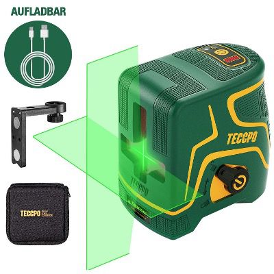 Teccpo TDLS09P wiederaufladbarer Kreuzlinienlaser (30m, IP54) für 36,99€ (statt 57€)