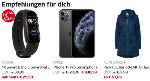 OTTO: 13€ personalisierter Gutschein ab 29€ MBW   z.B. Xiaomi Mi Band 5 ab 16,90€ (statt 33€)