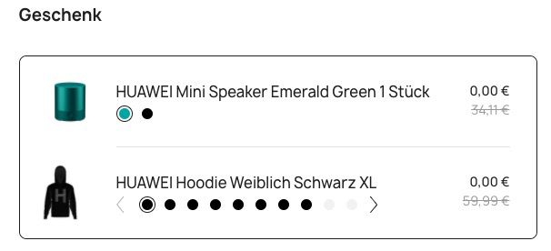 Abgelaufen! Huawei Watch GT + CM510 Mini Speaker + Hoodie für 64€ (statt 107€)