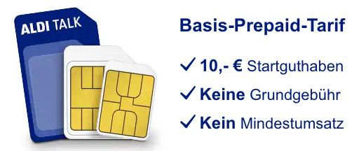 Aldi Talk Sim Karte im o2 Netz inkl. 10€ Startguthaben für einmalig 4,85€   kein Mindestumsatz, keine Grundgebühr