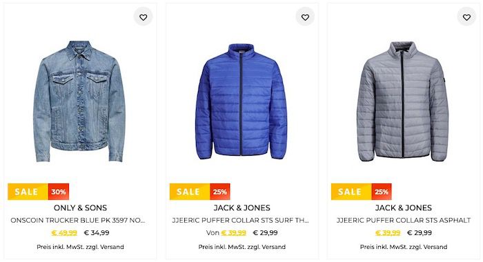 30% Rabatt auf Jack&Jones und Only&Sons   z.B. Jack&Jones Blazer für 20,99€ (statt 40€)