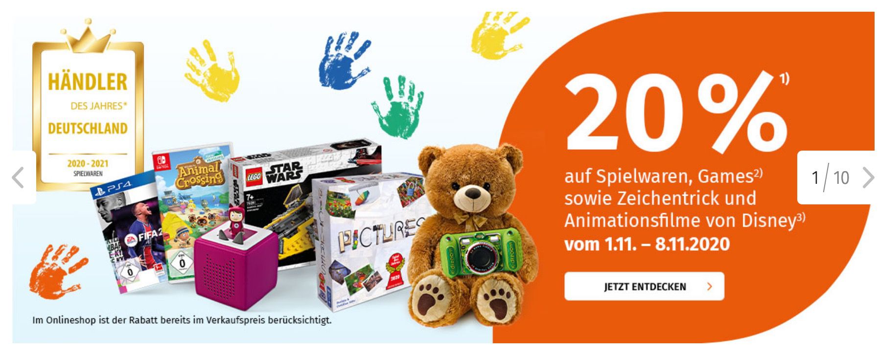 20% Rabatt auf Games und Spielwaren im Müller Online Shop