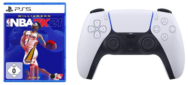 NBA 2K21 (PS 5) + PlayStation 5 DualSense Wireless Controller für 91,44€ (statt 136€)