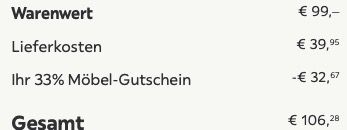 Loungegarnitur Pentos mit 2 Stühlen & Bank für 106,28€ (statt 139€)