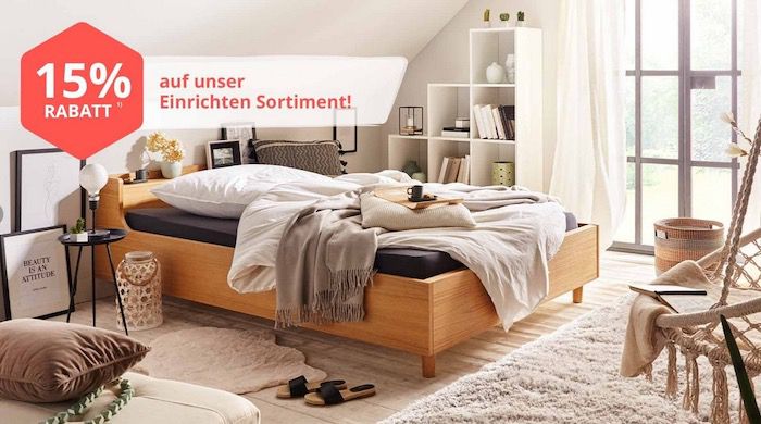 yourhome: 15% Rabatt auf das Einrichten Sortiment   Sofas, Tische, Betten uvm...