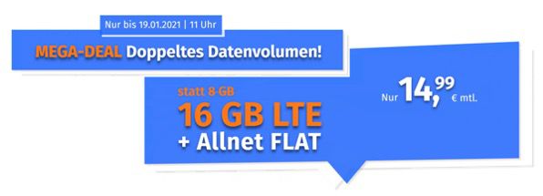 PremiumSIM Allnet Flat im o2 Netz mit 16GB LTE für 14,99€   auch ohne Laufzeit