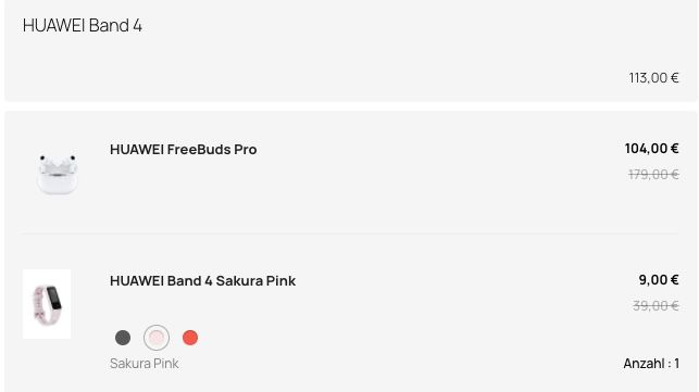 Huawei FreeBuds Pro + Band 4 für 113€ (statt 150€)