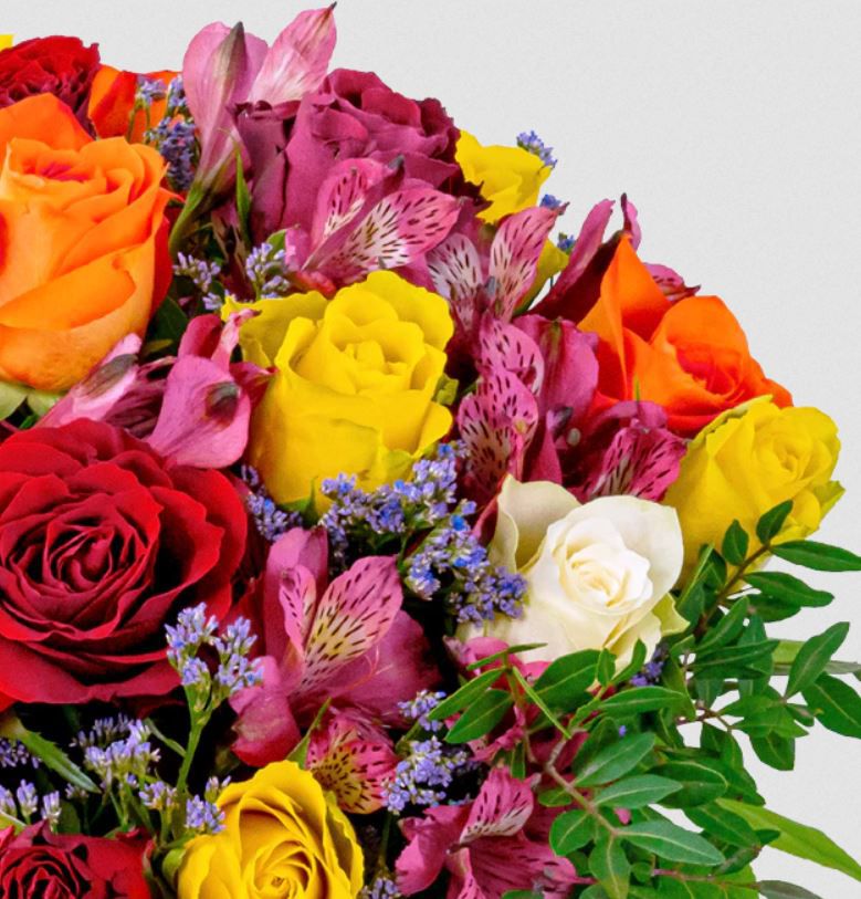 Rosenstrauss Farbentraum 40 Blüten für 27,98€ + gratis Vase