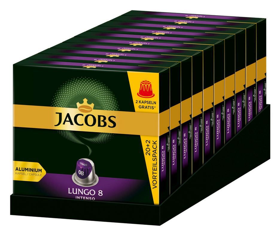 Jacobs Lungo 8 Intenso 220 Kaffee Kapseln Nespresso für 34,99€ (statt 39€)