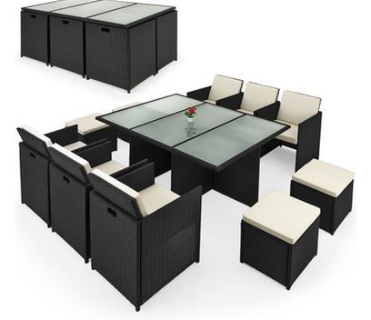 Casaria Cube 10 Personen Polyrattan Sitzgruppe + Tisch für 428,10€ (statt 600€)