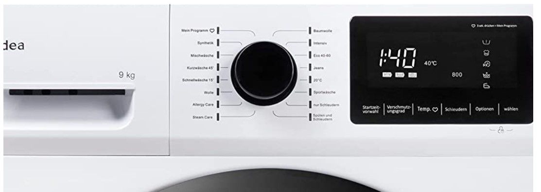 MIDEA W 7.940 iN   Inverter Waschmaschine 9kg für 328€ (statt 429€)