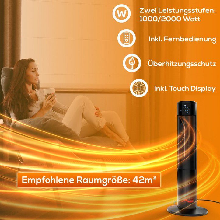 Tronitechnik Turm Keramikheizer 2.000 Watt mit Animation für 53,99€ (statt 77€)