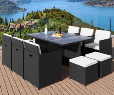 Casaria Cube 10 Personen Polyrattan Sitzgruppe + Tisch für 428,10€ (statt 600€)