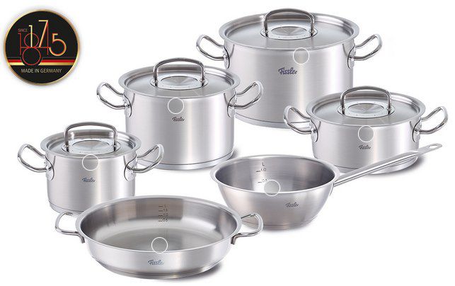 Fissler 10tlg. Topfset ori­gi­nal pro­fi collec­tion aus Edelstahl 18/10 für 327,65€ (statt 403€)