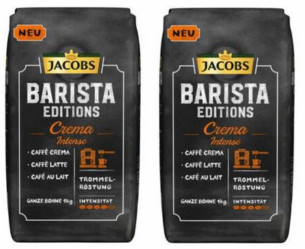 Vorbei! 2kg Jacobs Barista Editions Kaffee Crema Intenso ganze Bohne + Dose für 17,98€