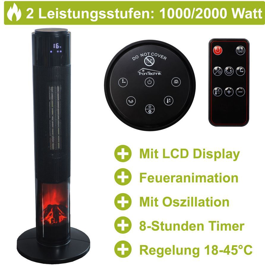 Tronitechnik Turm Keramikheizer 2.000 Watt mit Animation für 69,99€ (statt 81€)