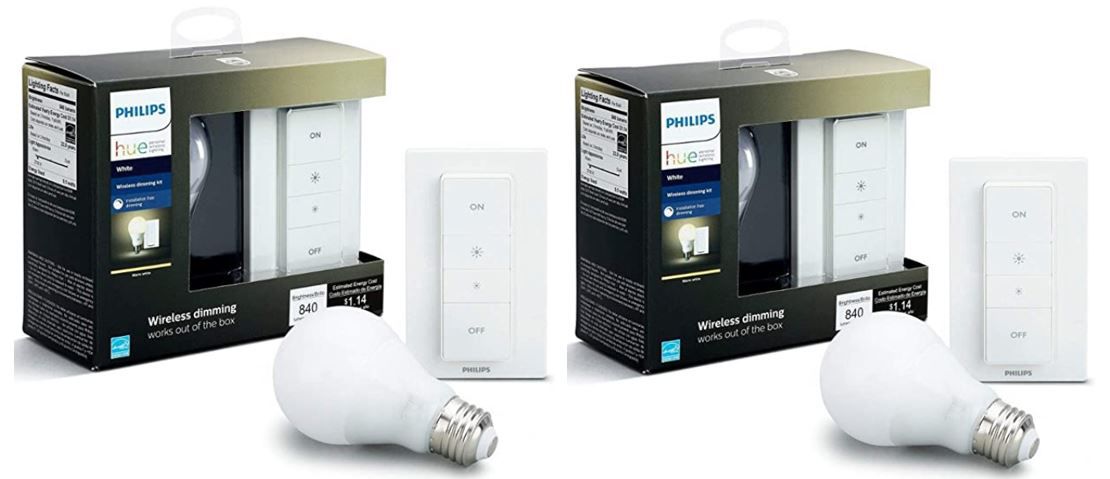 Doppelpack: Philips Hue Wireless Dimming Kit mit E27 LED für 33,93€ (statt 49€)