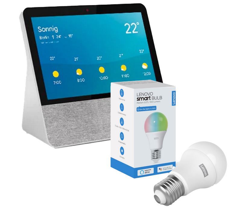 Google Assistant Lenovo Smart Display 7 Zoll IPS Touch + Lampe für 86,76€ (statt 150€)