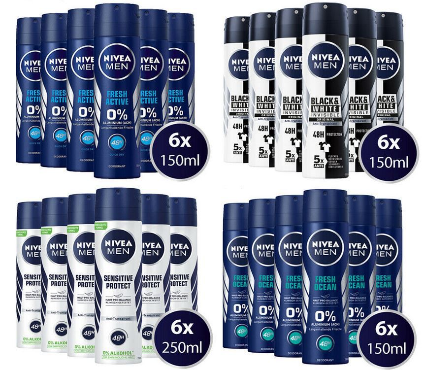 NIVEA MEN Deo Spray 6er Pack für 10,99€ (statt 18€)