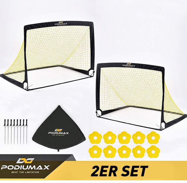 PodiuMax Doppelpack aufblasbare Spiel Fußballtore mit Zubehör für 37,79€ (statt 70€)