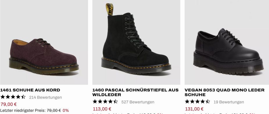 Dr. Martens Sale mit bis zu 50% Rabatt z.B. Vintage Glattlederschuhe für 94€ (statt 190€)