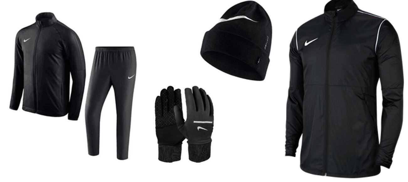 Nike Winterset 5 teilig: Trainingsanzug, Regenjacke, Handschuhe, Beanie für 84,95€ (statt 101,95€)