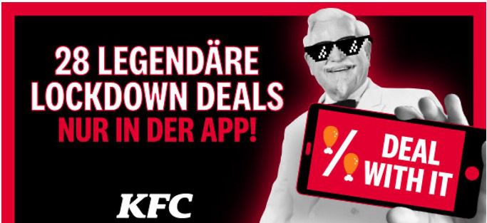 KFC Lockdown Deals 28 Tage in der APP   z.B. heute 15 Hot Wings für 5€ (statt 10€)