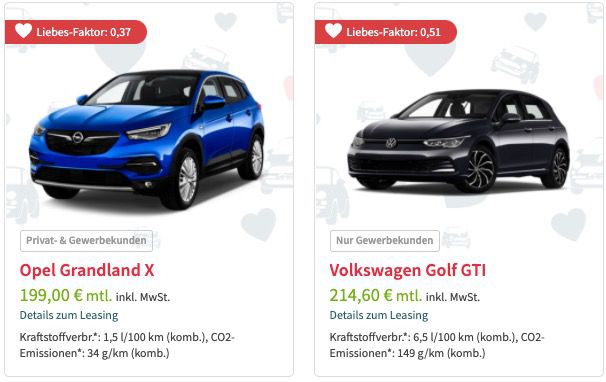 Leasingmarkt: Singles Week Lagerwagen Knallerangebote   z.B. VW Golf GTI mit 245 PS für 185€ mtl. netto