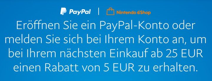 Paypal: 5€ Rabatt im Nintendo eShop ab nur 25€